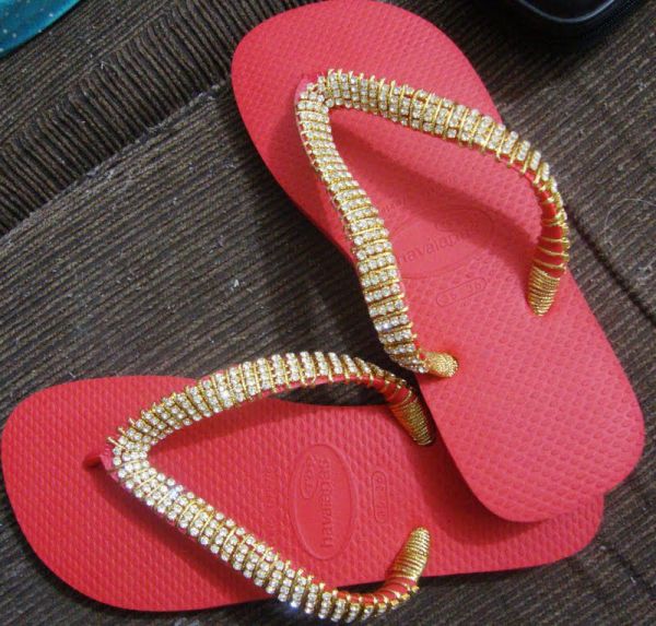 Sandália #8 Vermelha com Dourado