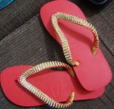 Sandália #8 Vermelha com Dourado